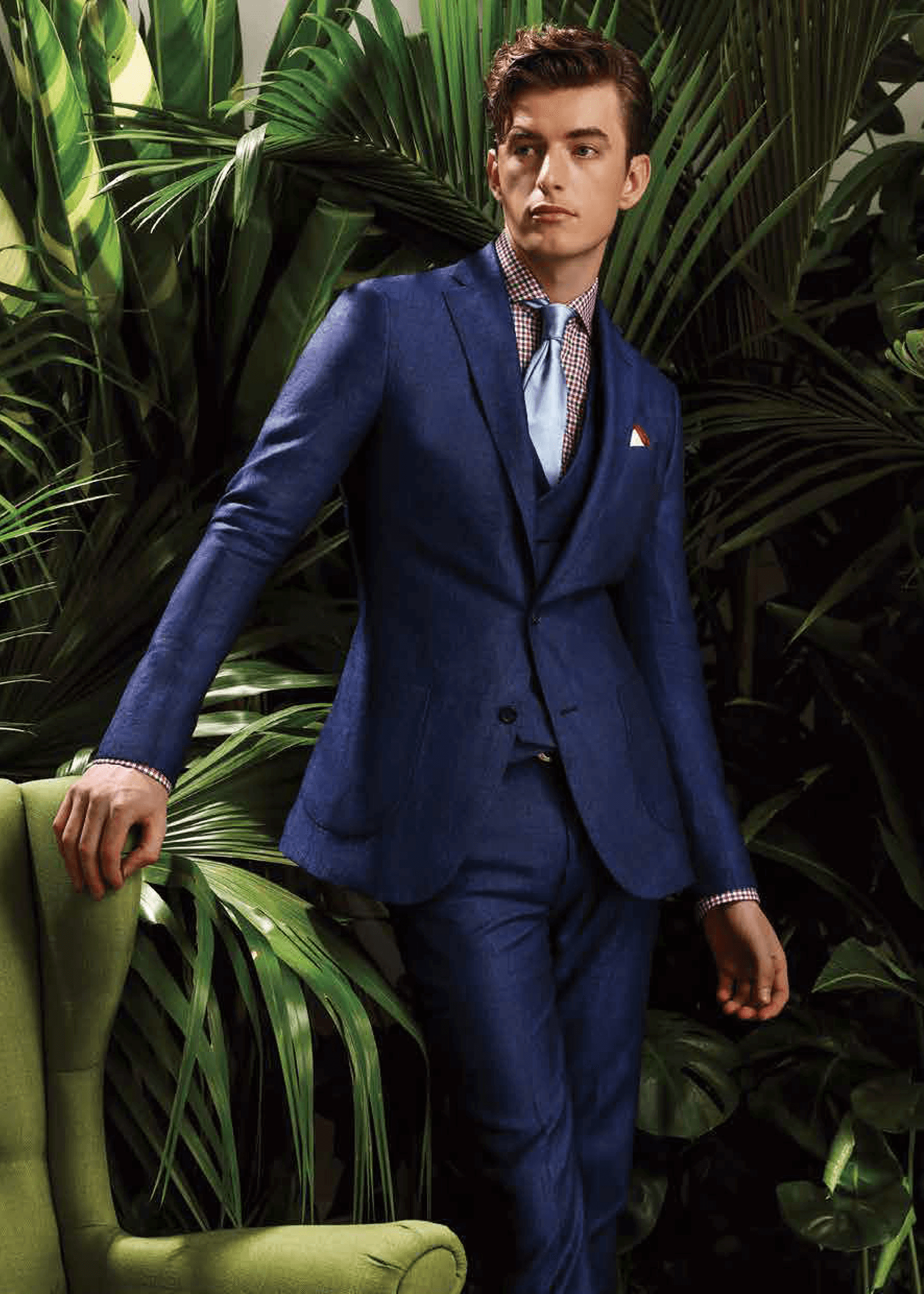 Suit 100% Linen Blue Solid