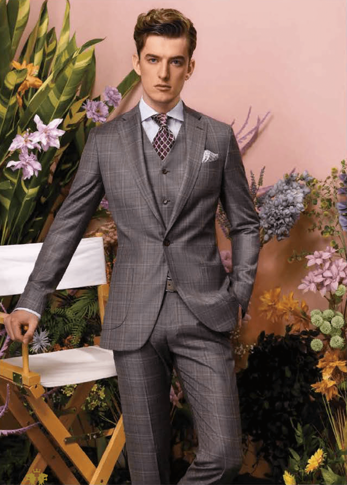 Wool Gray/Purple Men's Suit