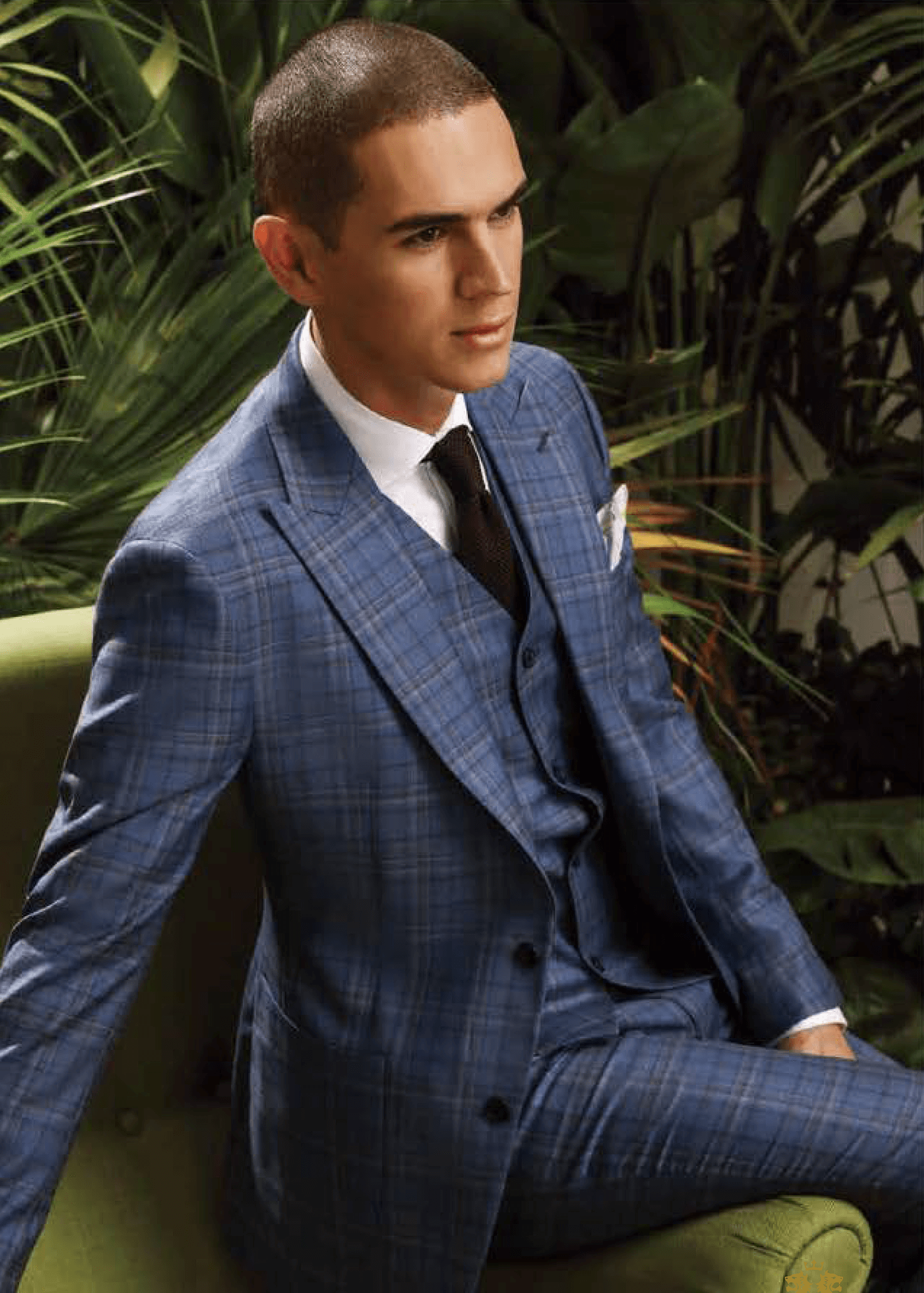 Wool Blue/Tan Men's Suit