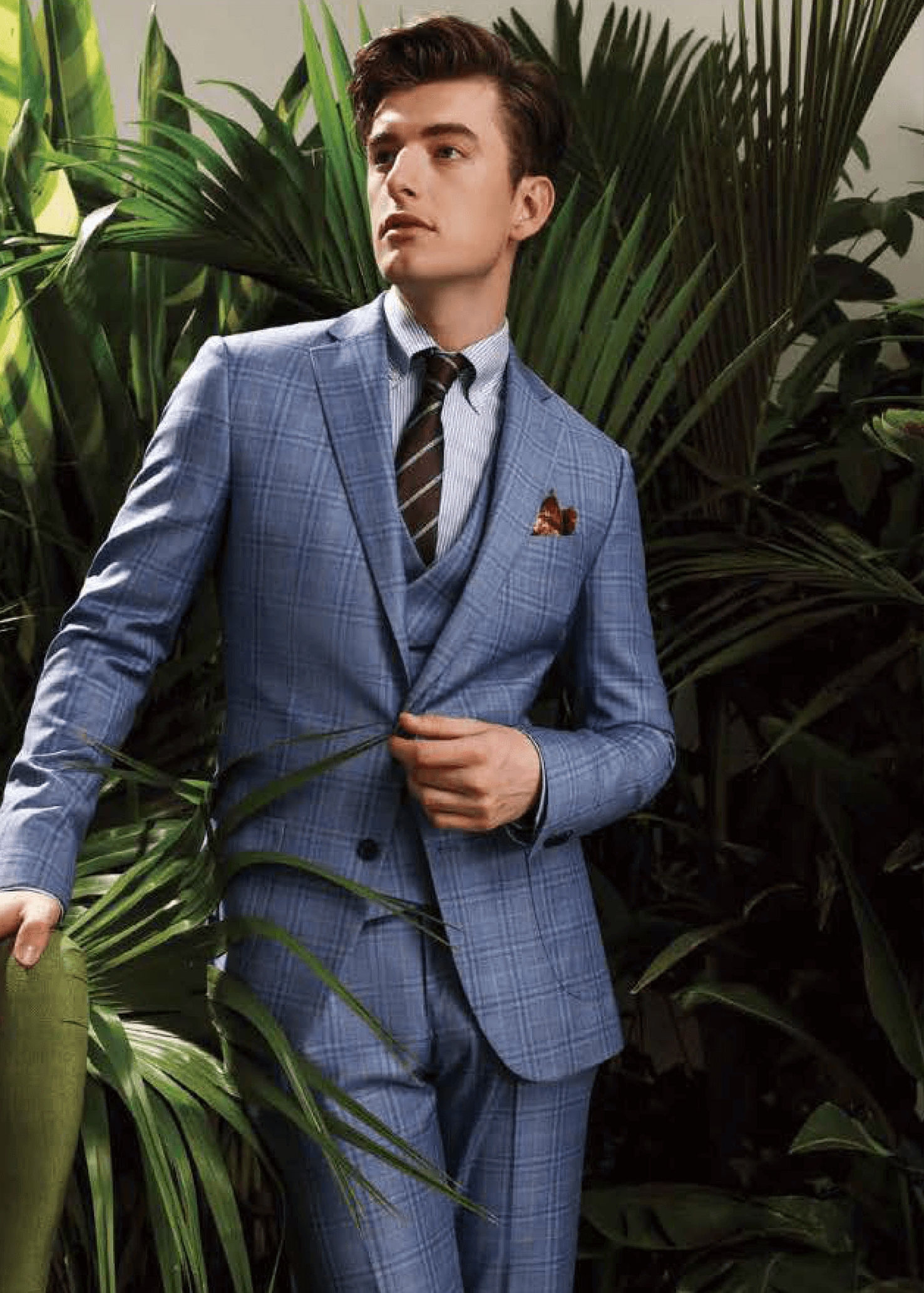 Wool Blue / Tan Men's Suit