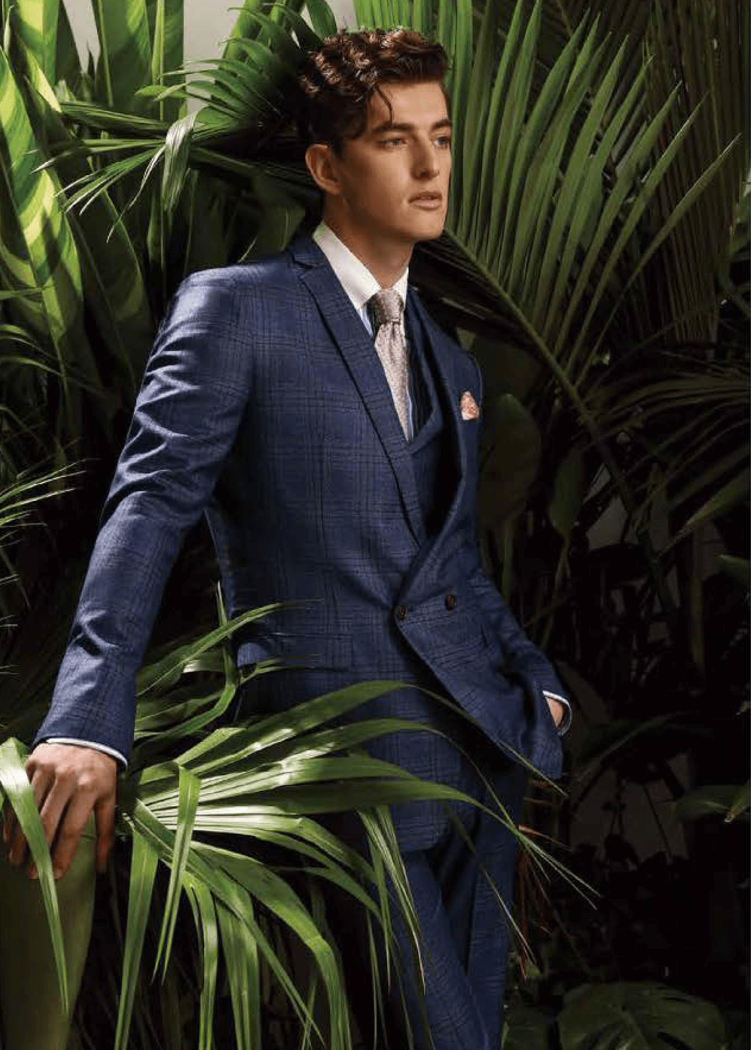 Wool Blue / Tan Men's Suit