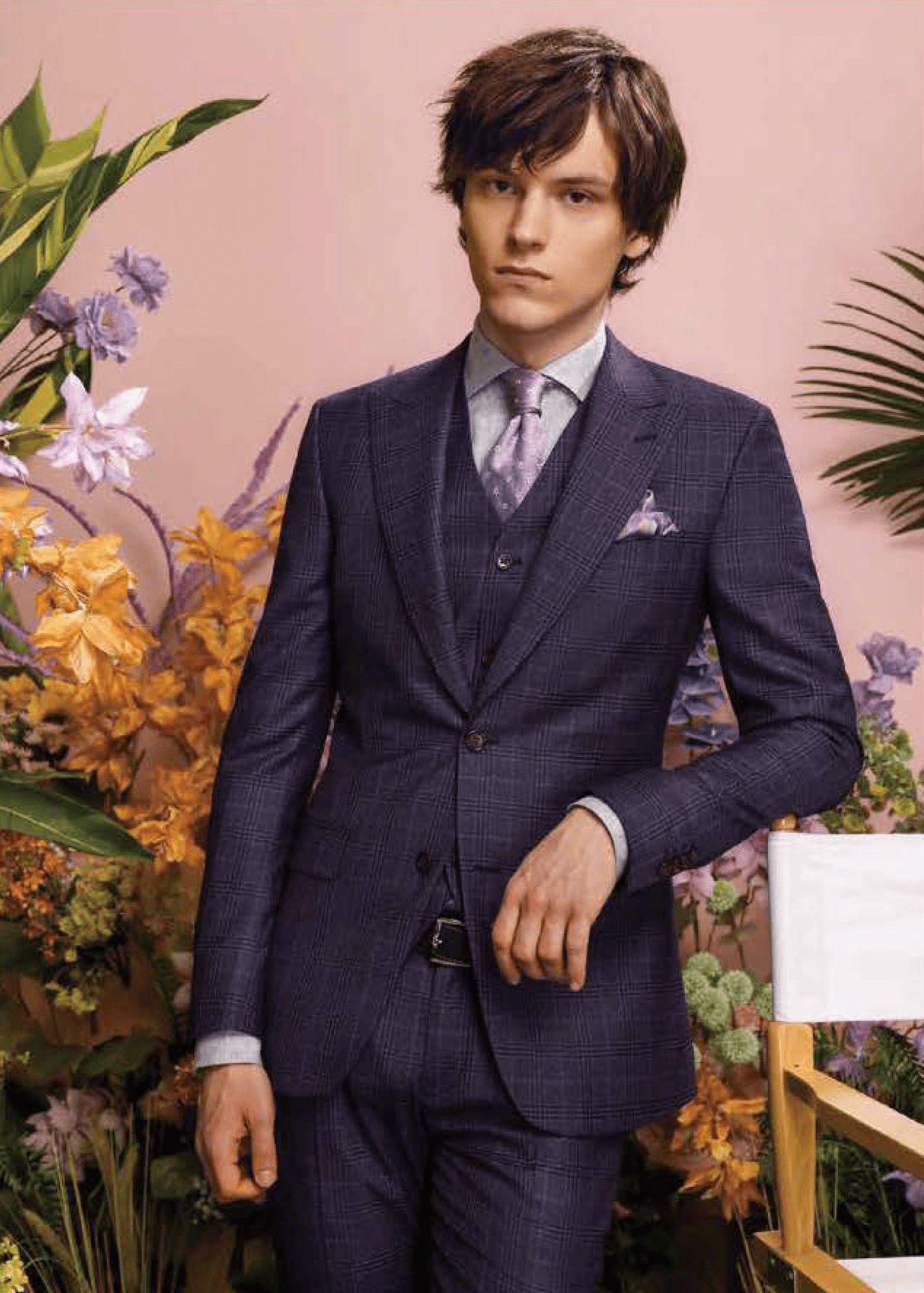 Wool Purple / Blue Men's Suit