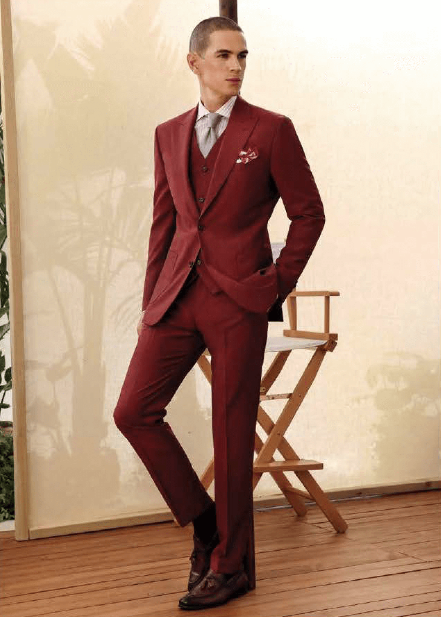 Wool and Mohair Burgundy Men's Suit