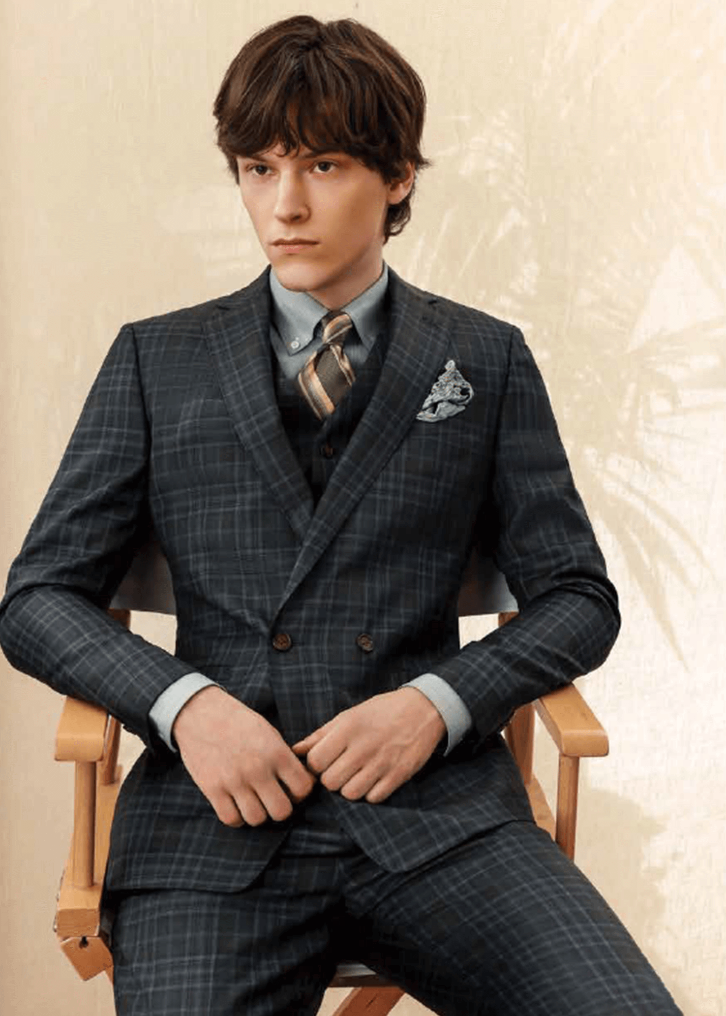 Wool Gray/Light Blue Men's Suit