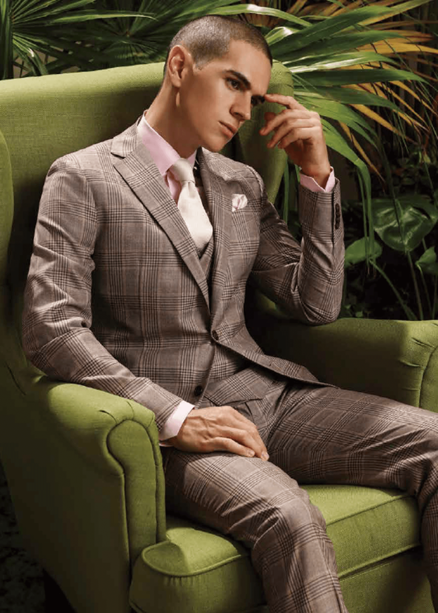 Wool Beige/Tan Men's Suit