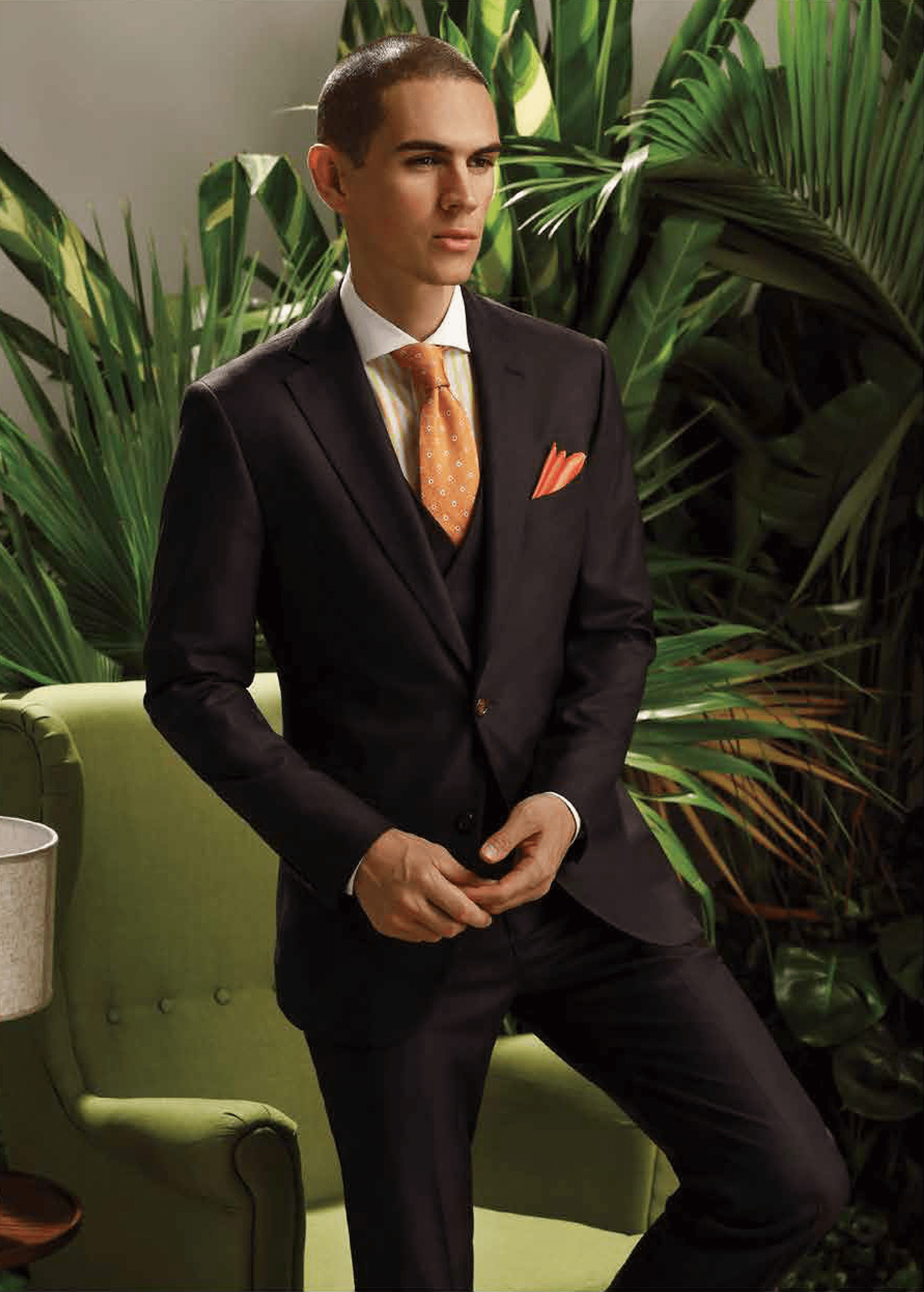 Suit 100% Wool Dark Brown Solid