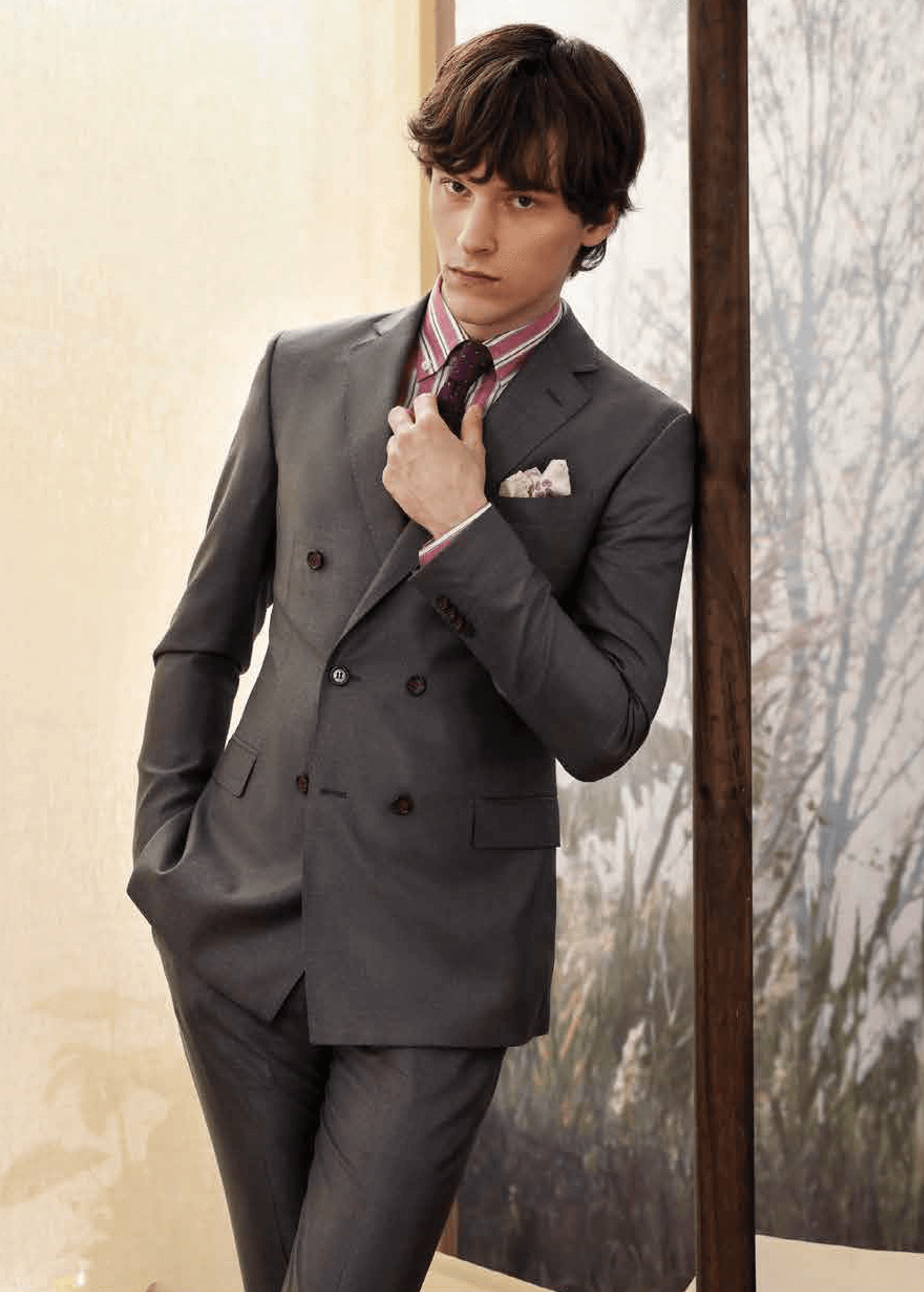 Suit 58% Wool 42% Silk Gray Solid