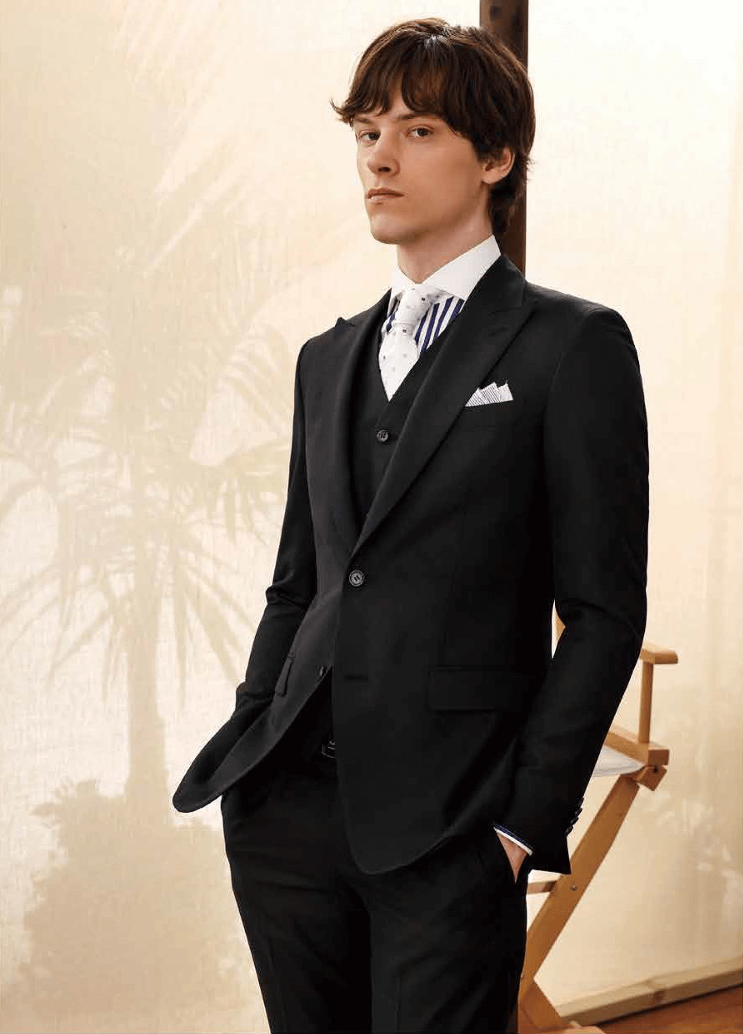 Suit 93% Wool 7% Silk Black Solid