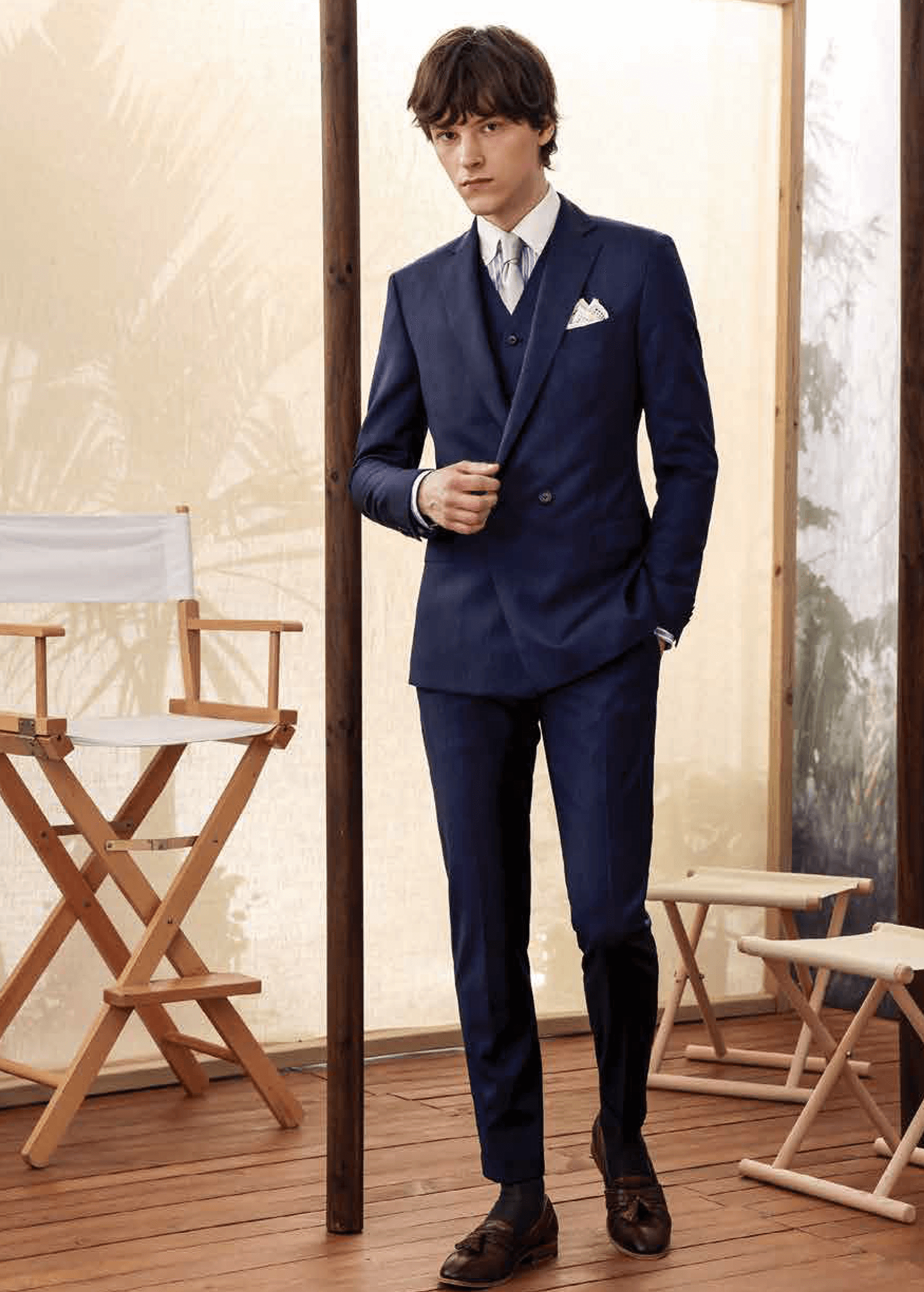 Suit 100% Wool Navy Solid