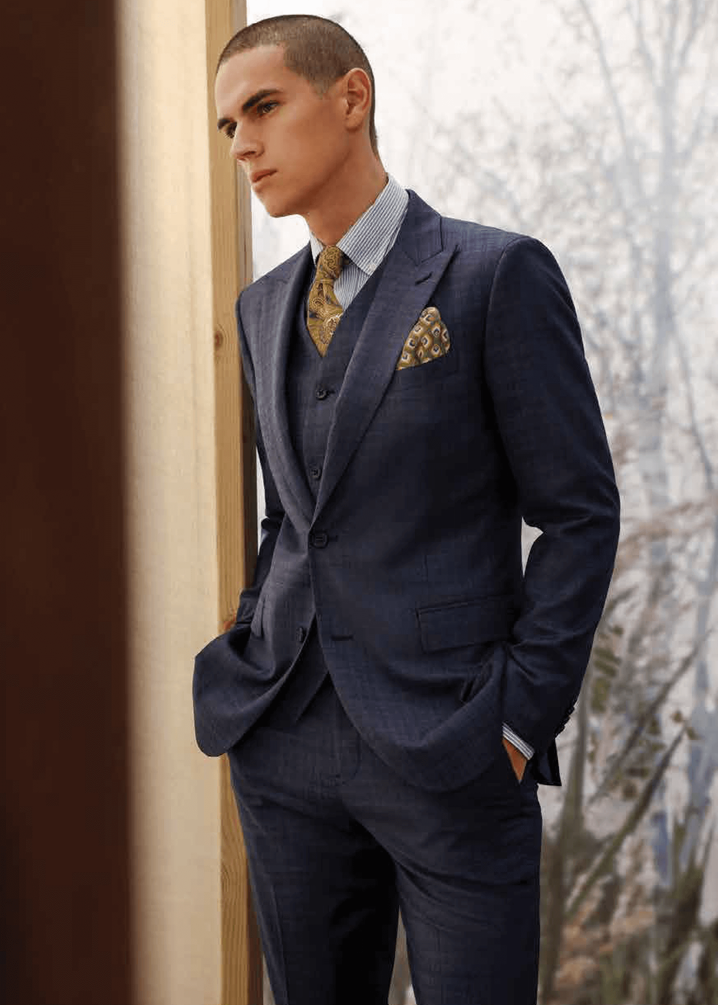 Suit 100% Wool Blue Solid
