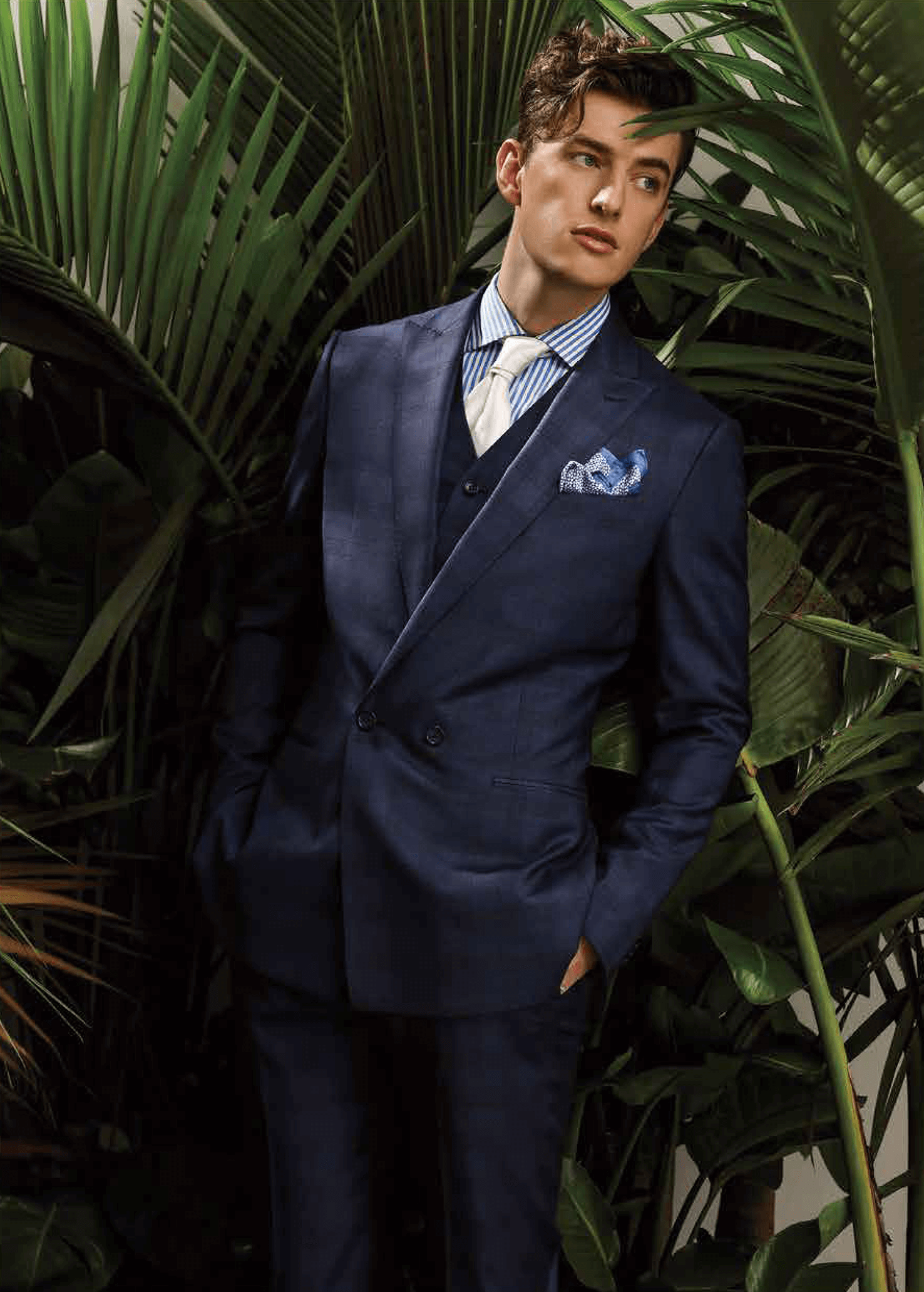 Suit 100% Wool Blue / Black Check