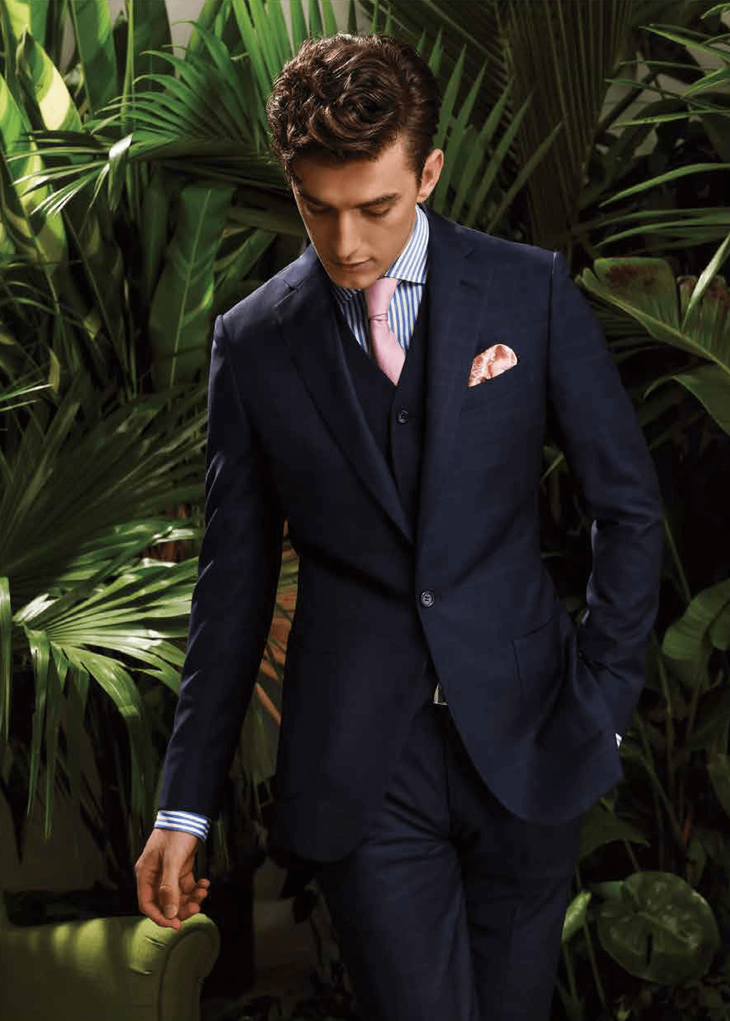 Suit 100% Wool Navy / Blue Check